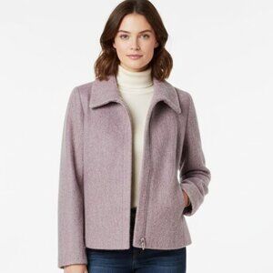 Talbots Purple Mohair Alpaca Wool Blend Zip Front Jacket Size 6 Like New